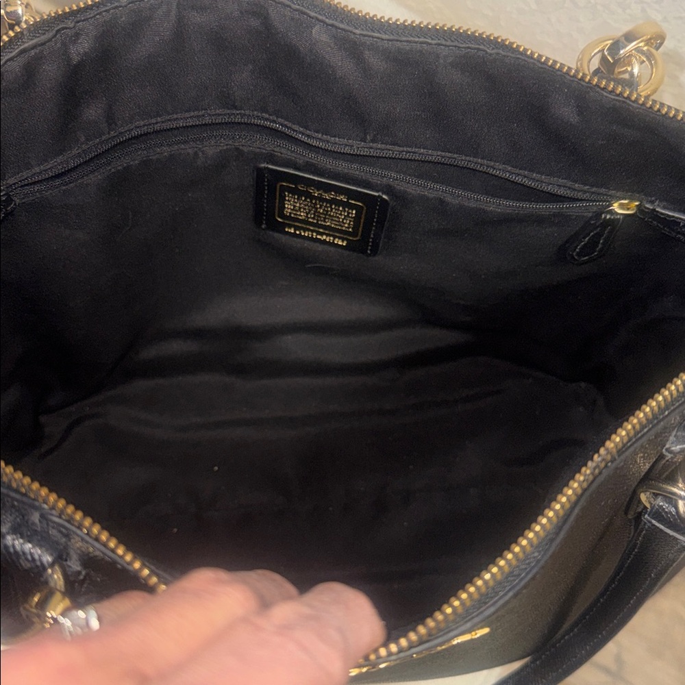 Like New, Coach vintage black coated canvas large zip tote. - Picture 9 of 13